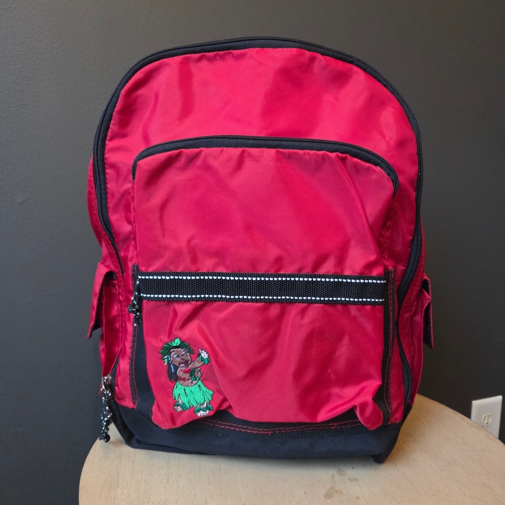Vintage Walt Disney World Lilo Hula Red Nylon Backpack Disney‎ Parks Travel Bag